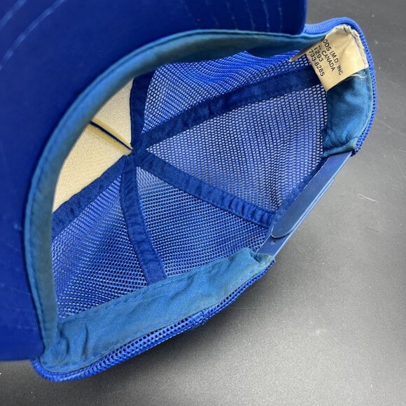 Vintage Rainbow Quebec Canada Retro Snapback Trucker's Hat Cap Mesh RARE Blue - Picture 10 of 12